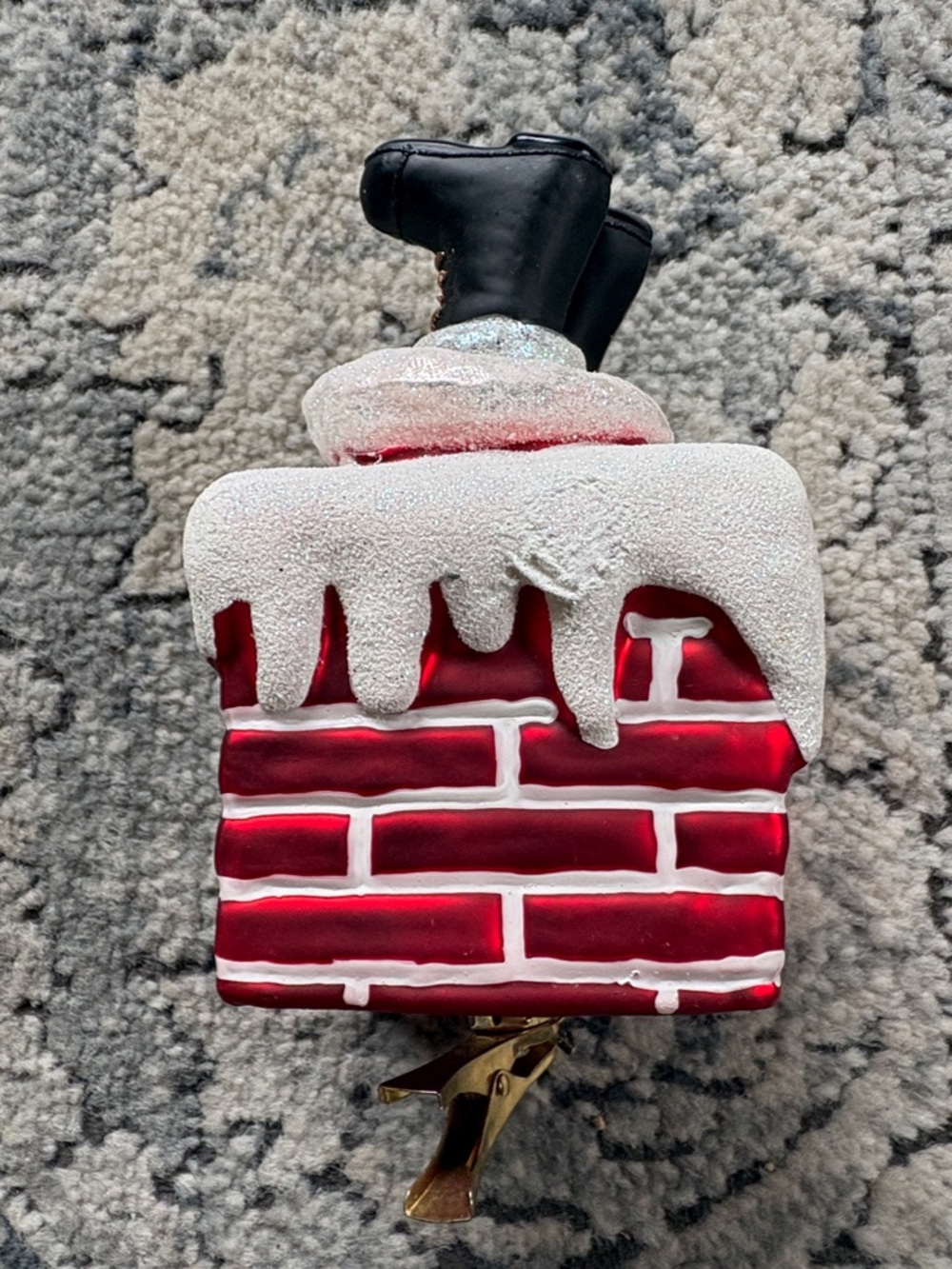 Ec Eric Cortina clip on Santa chimney hand blown glass ornament